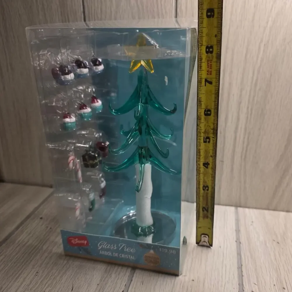 Disney Lelo And Stitch Glass Christmas Tree Light Up Table Top Holiday Decor